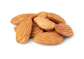 Wall Mural - Almond nuts on white background