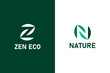 Letter Z N Nature leaf logo icon negative space concept vector illustration template