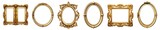 Fototapeta  - Set of Golden and wooden frames on transparent background. Decorative elegant luxury design, frame set, collection, rococo style, isolated on transparent background