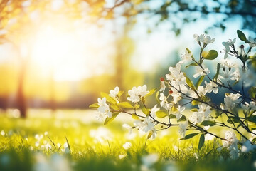 Field of wildflowers in sunlight