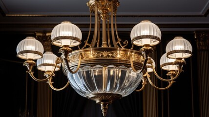 Wall Mural - Luxury chandelier which is the highlight of the ballroom. Generative AI Technology 