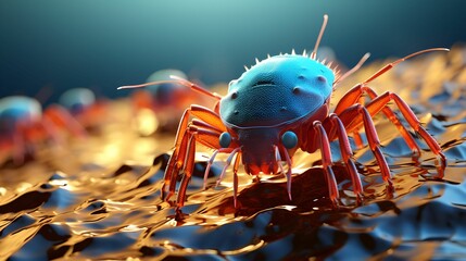 AI generated illustration of a macro shot of a tiny spider