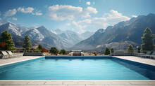 Swimming Pool With Mountains In The Background