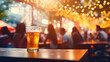 Bokeh background of Street Bar beer restaurant, outdoor in asia, People sit chill out and hang out dinner and listen to music together in Avenue