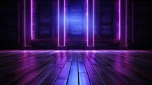 Dark Fir Floor With Purple Spotlight Background