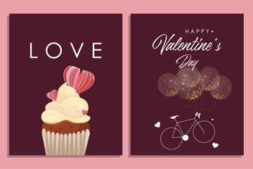 Wall Mural - Valentines day card vertical banner