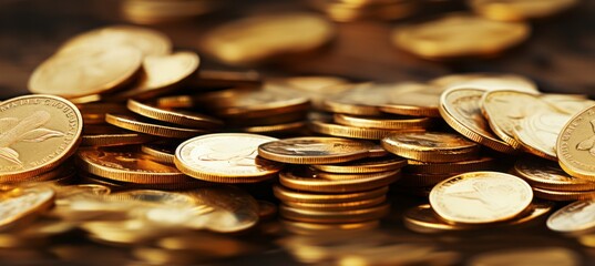 Poster - Gold coins. Generative AI technology.	
