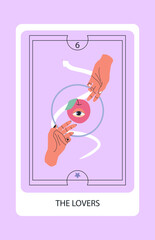 Wall Mural - tarot card major the lovers. hand drawn vector illustration.
