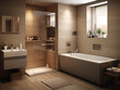 fiktives modernes badezimmer mit wanne dusche und sauna