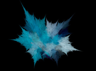 Wall Mural - Abstract fractal blue pattern on black background