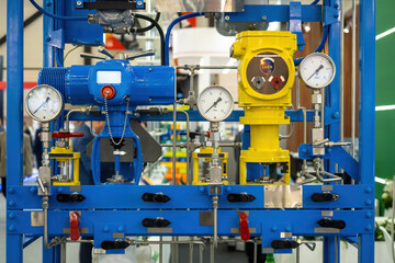 Poster - gas technologies. equipment for pumping methane. gas compressor station. mechanical pressure sensors