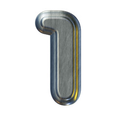 Poster - Silver metal number 1 isolated on transparent background for education concept