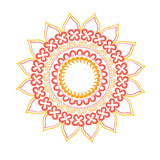 Fototapeta Młodzieżowe - Indian rangoli circle hindu design pencil textured colorful vector card poster