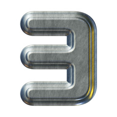 Poster - Silver metal number 3 isolated on transparent background for education concept