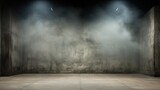 Fototapeta  - Industrial Grunge: Dramatic Empty Room with Smoky Ambiance