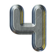 Poster - Silver metal number 4 isolated on transparent background for education concept