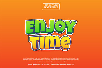 Editable text effect Enjoy Time 3d cartoon template style modren premium vector