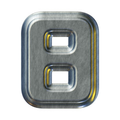 Poster - Silver metal number 8 isolated on transparent background for education concept