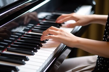 hands of the person playing piano