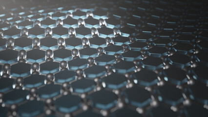 Poster - 3d rendering of an abstract futuristic background, a set of hexagons and a molecular structure. abst
