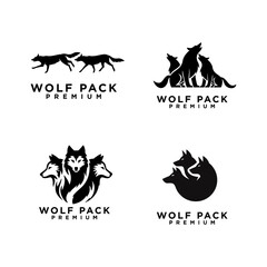 wolf pack logo icon design illustration