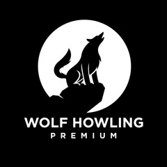 Wall Mural - Wolf howling logo icon design illustration