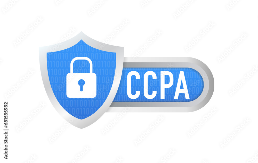 California Consumer Protection Act or CCPA symbol with lock flat vector icon for apps and websites. Consumer protection for residents of California, United States. Vector illustration