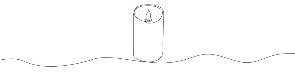 Wall Mural - Candle icon line continuous drawing vector. One line Electric safe candle icon vector background. Set of burning candles icon. Continuous outline of Wax, paraffin candle.