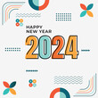 Abstract design happy new year 2024,modern geometric and typography. colorful vector happy new year 2024 greeting card. Vector illustration