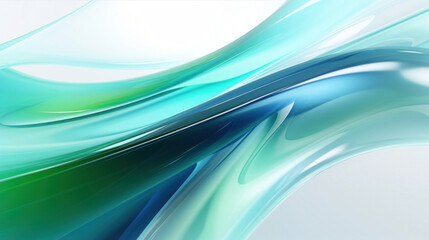 Poster - ct background with green and blue glass waves on white background