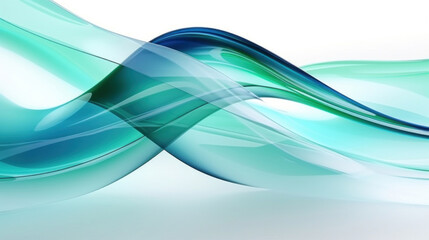 Poster - Abstract background with green and blue glass waves on white background