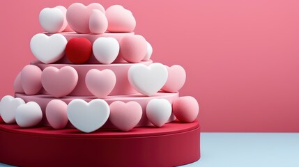 Two Heart Shaped Stairs Podiums Valentines,Valentine Day Background, Background For Banner, HD