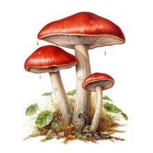 Mushrooms Detailed Watercolor Painting Fruit Vegetable Clipart Botanical Realistic Illustration