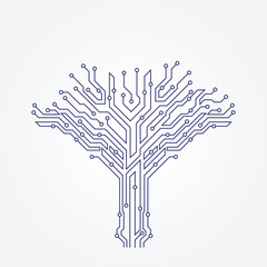 Wall Mural - Vector circuit technology tree on white background. Computer engineering hardware system. 