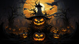Fototapeta Big Ben - A spooky Halloween vector design element set featuring intricately designed. Generative ai.