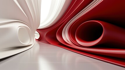 Sticker - Abstract 3D Red Room White Cylinder,Valentine Day Background, Background For Banner, HD