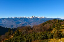 View Of Triglav Mountain Peak Covered In Snow In Julian Alps, Gorenjska, Slovenia