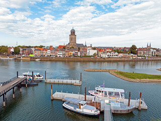 Canvas Print - Aerial from the historical town Deventer in the Netherlands