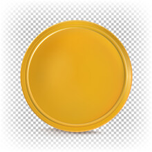 Vector 3d Realistic Illustration Of Gold Chocolate Coin Front View.