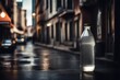 transparent white beverage bottle , urban branding  template