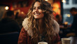 © djvstock - A young woman enjoying a hot drink in the city generated by AI