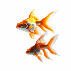 Wall Mural - Two Goldfish isolated on a white background. Concept of success or job search.