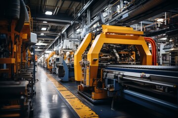 Poster - Robotic arm over production line in factory