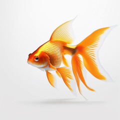 Wall Mural - Goldfish isolated on a white background. Concept of success or job search.