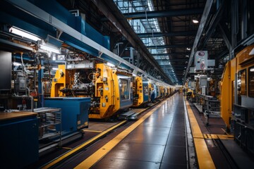 Poster - Robotic arm over production line in factory