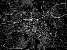 Vector Road Map Of The City Of Smolensk In The Russian Federation With White Roads On A Black Background.