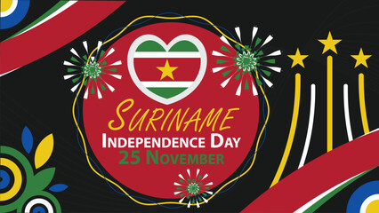 Wall Mural - Suriname Independence Day vector banner design. Happy Suriname Independence Day modern minimal graphic poster illustration.