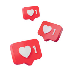 Heart in speech bubble icon isolated on a white background. Love like heart social media notification icon. Emoji, chat and Social Network. 3d rendering, 3d illustration preview_1