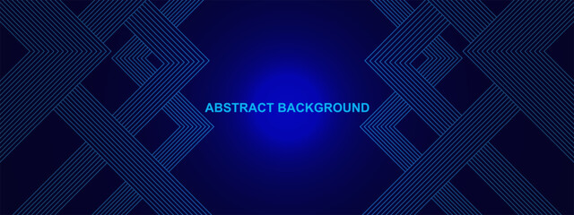 Poster - Abstract header background with blue lines for modern technology and science design concept.