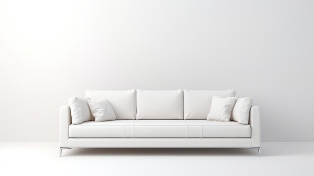 background of the room, a beautifully designed white leather sofa bed stands isolated, adding a touc